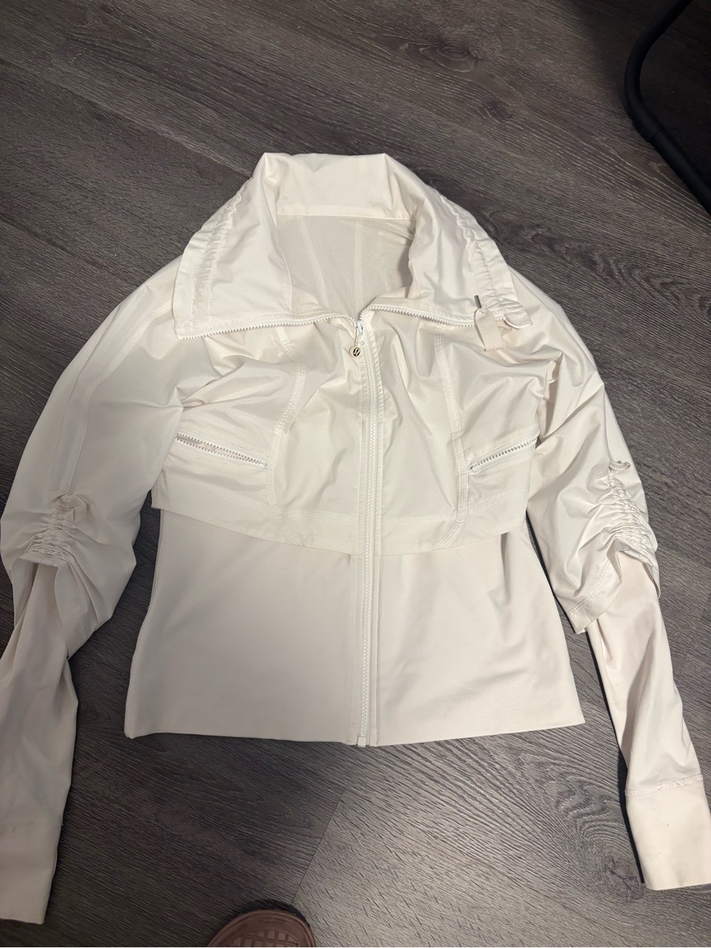 lululemon athletica White Cropped Zip Bomber Jacket Define jacket